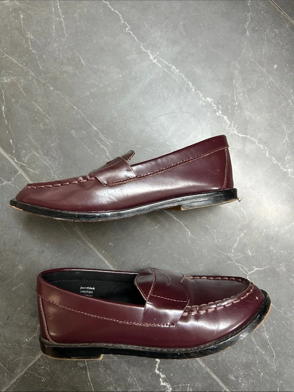 Jamie and Jack Toddler Burgundy Leather Penny Loafers dress shoes formal size 10